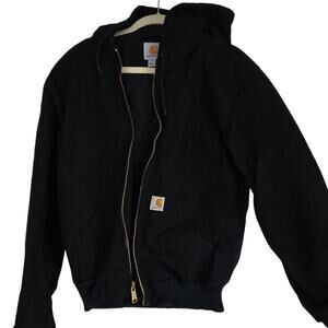 NWOT Carhartt J140 Active Jacket Black Quilted Flannel‑Lined Duck Canvas Size: S